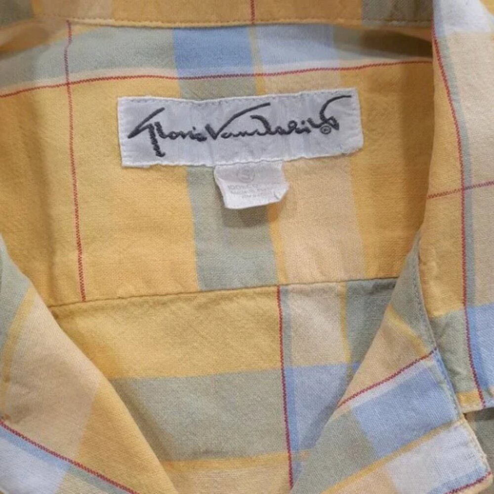 Vtg 90s plaid 100% cotton blouse - Gloria Vanderbilt brand - Picture 7 of 8